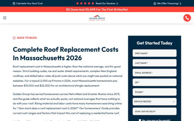 Page cited for Golden Group Roofing