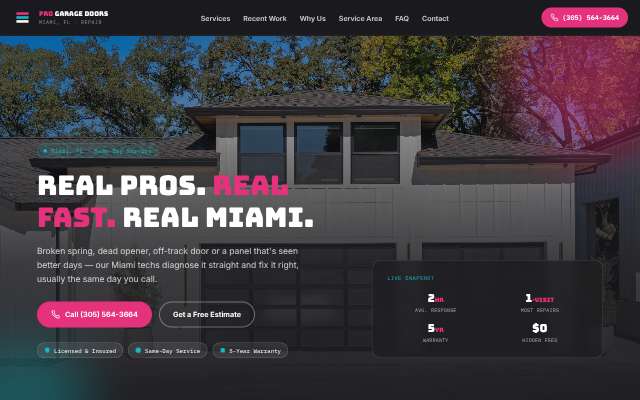 Pro Garage Doors Repair's page as the assistant saw it