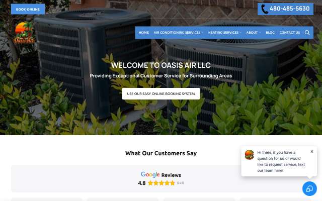 Oasis Air AZ's page as the assistant saw it