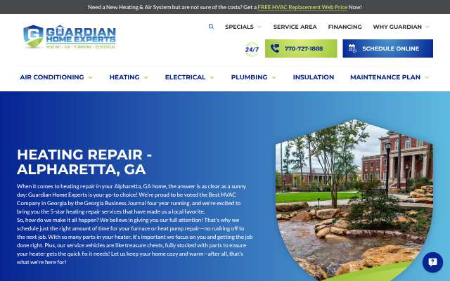 Guardian Home Experts's page as the assistant saw it