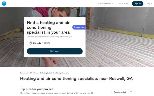 Breezway Air and Heating's page as the assistant saw it