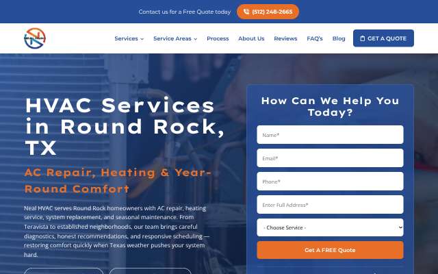 Neal HVAC's page as the assistant saw it