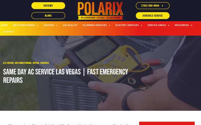 Polarix Plumbing, HVAC & Electric's page as the assistant saw it