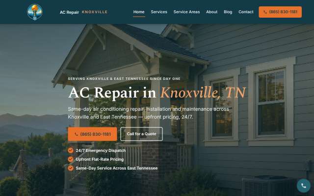 AC Repair Knoxville (acrepairknoxville.com)'s page as the assistant saw it