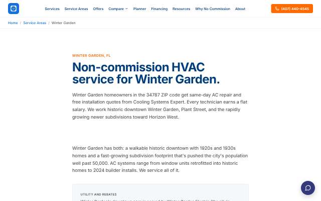 Cooling Systems Expert (hvacexperts.pro)'s page as the assistant saw it