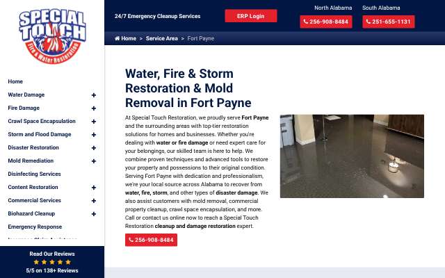 Special Touch Restoration's page as the assistant saw it