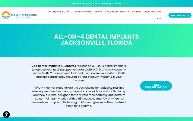 JAX Dental Implants & Dentures's page as the assistant saw it