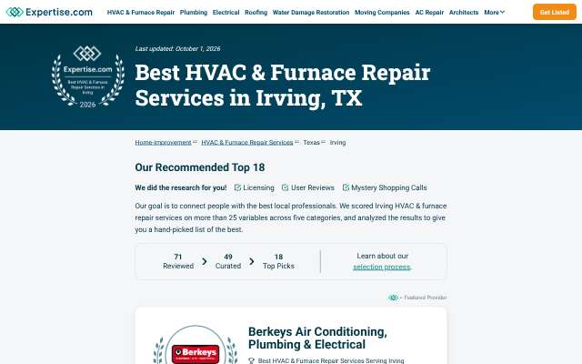 Lex Air Conditioning and Heating's page as the assistant saw it