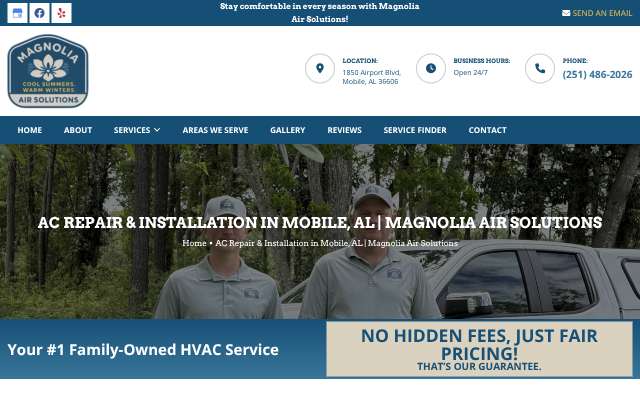 Magnolia Air Solutions's page as the assistant saw it