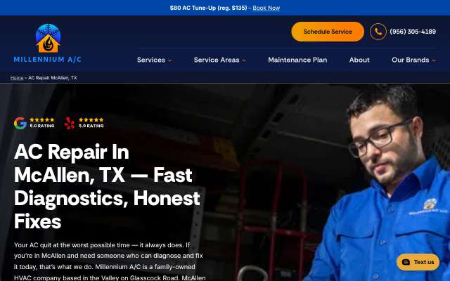 Millennium A/C's page as the assistant saw it