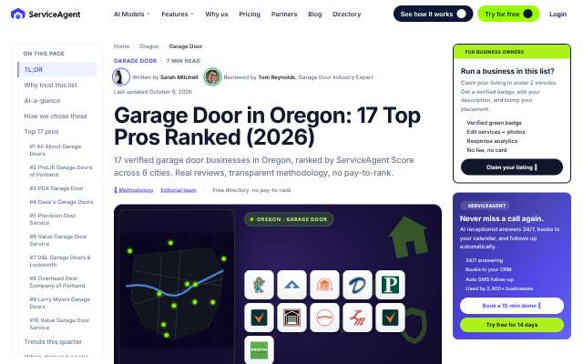 All About Garage Doors's page as the assistant saw it
