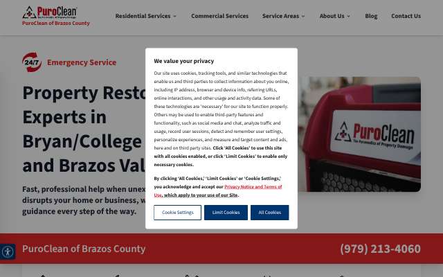 Page cited for PuroClean of Brazos County