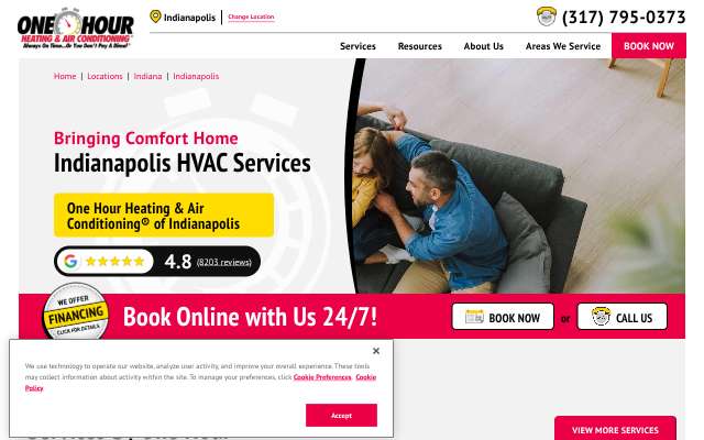 One Hour Heating & Air Conditioning of Indianapolis's page as the assistant saw it