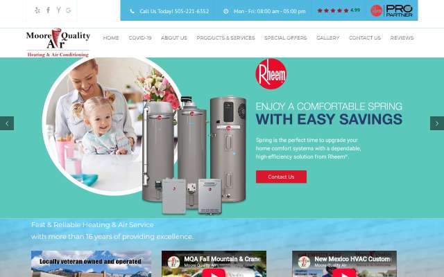 Moore Quality Air's page as the assistant saw it