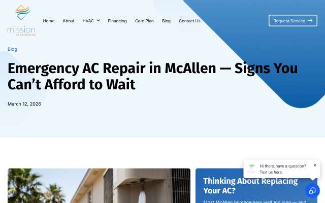 Mission Air Conditioning's page as the assistant saw it