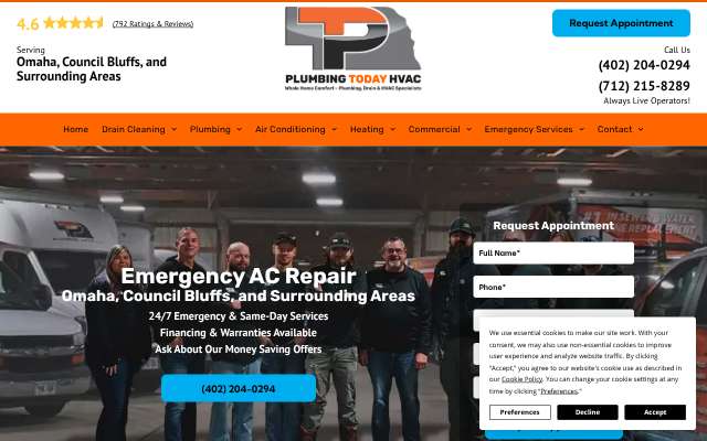 Plumbing Today HVAC's page as the assistant saw it