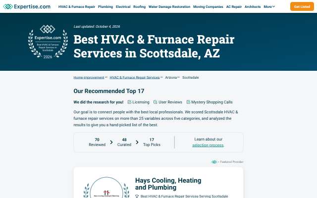 J.R. Perkins Heating & Cooling's page as the assistant saw it