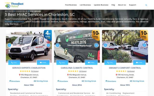 Carolina Climate Control's page as the assistant saw it