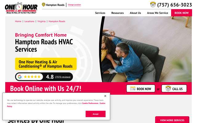 One Hour Heating & Air Conditioning of Hampton Roads's page as the assistant saw it