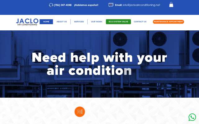 Jaclo Air Conditioning's page as the assistant saw it