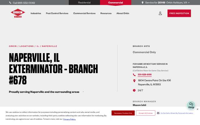Page cited for Orkin (Naperville branch)