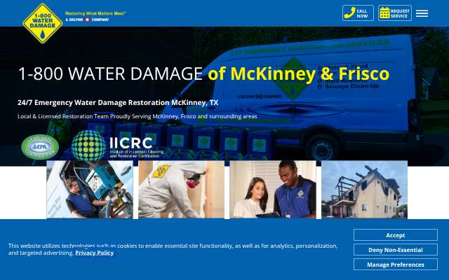 1-800 Water Damage (McKinney-Frisco)'s page as the assistant saw it