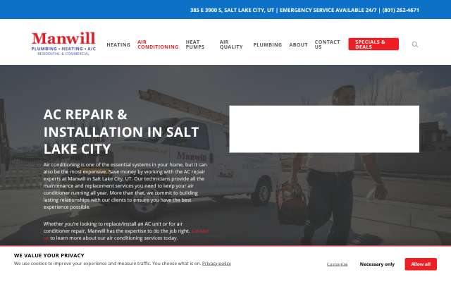 Manwill Plumbing & Heating, Inc.'s page as the assistant saw it