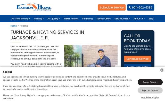 Florida Home Air Conditioning's page as the assistant saw it