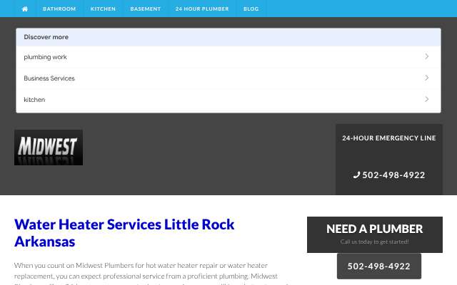 Midwest Plumbers (Little Rock)'s page as the assistant saw it