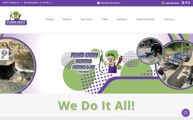 Plumb Crazy Plumbing, Heating & Air's page as the assistant saw it