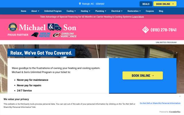 Michael & Son's page as the assistant saw it