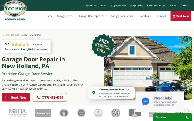 Page cited for Precision Garage Door Service of Central PA