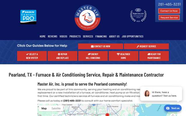 Master Air, Inc.'s page as the assistant saw it