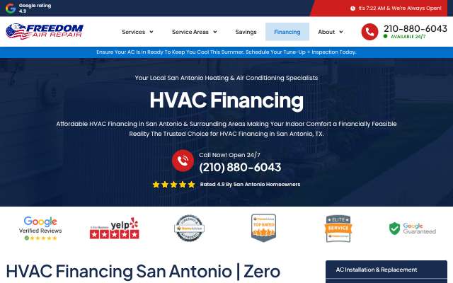 Freedom Air Repair's page as the assistant saw it