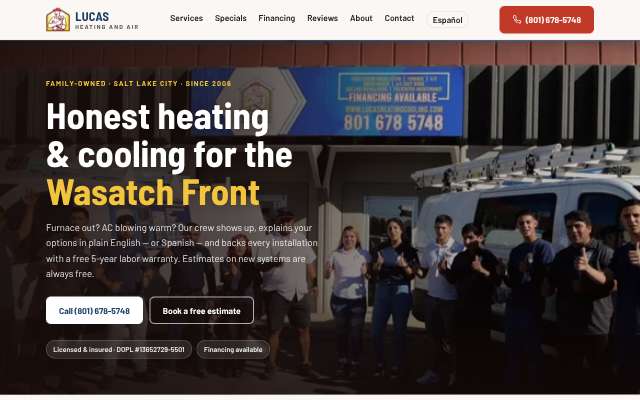 Lucas Heating and Air, LLC's page as the assistant saw it