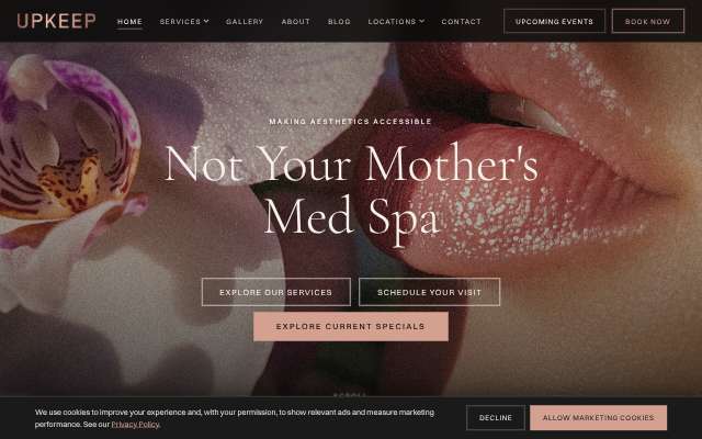 UPKEEP Med Spa's page as the assistant saw it