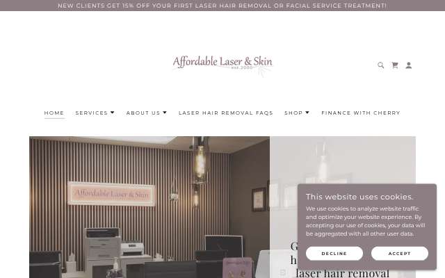 Affordable Laser Hair Removal's page as the assistant saw it
