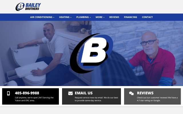 Bailey Brothers Plumbing, Heating and Air Conditioning's page as the assistant saw it