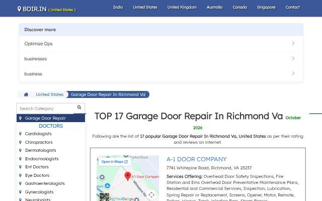 Apple Door Systems - Richmond's page as the assistant saw it