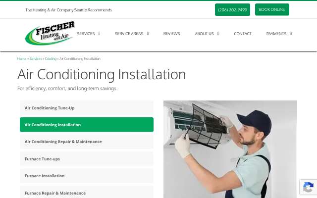 Fischer Heating & Air's page as the assistant saw it