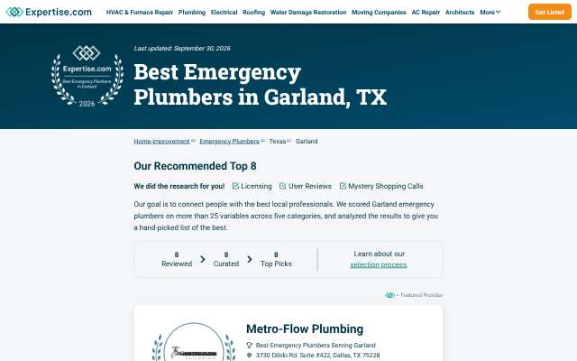 Dean's Plumbing's page as the assistant saw it