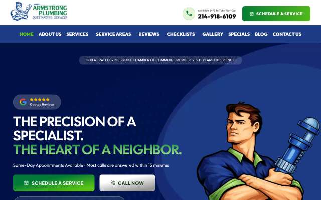 James Armstrong Plumbing's page as the assistant saw it