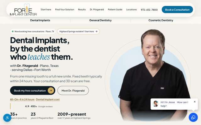 Forte Implant Center's page as the assistant saw it