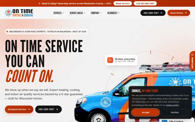 On Time Heating & Cooling's page as the assistant saw it