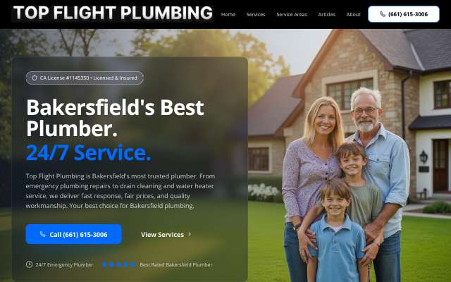 Top Flight Plumbing's page as the assistant saw it