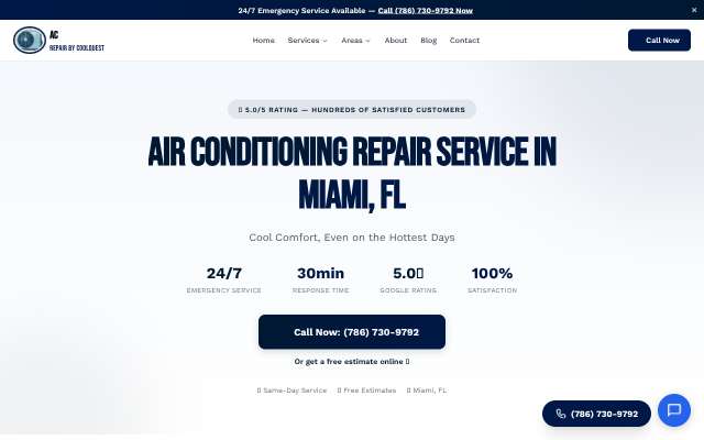AC Repair by CoolQuest's page as the assistant saw it