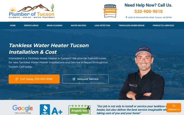 Plumber of Tucson's page as the assistant saw it