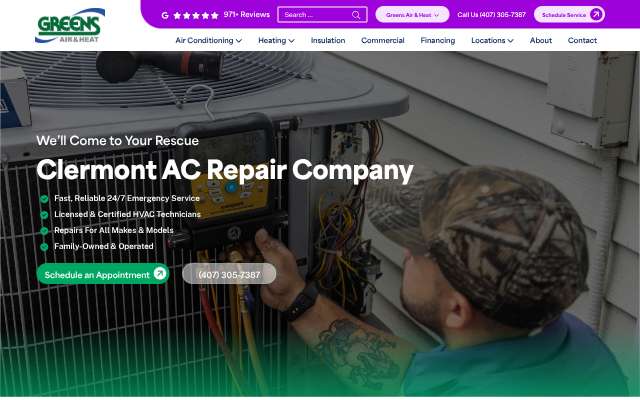 Greens Energy (Clermont AC repair)'s page as the assistant saw it