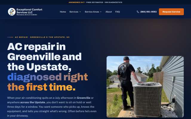 ECS HVAC (Exceptional Comfort Services)'s page as the assistant saw it