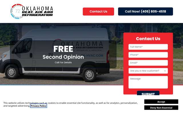 Oklahoma Heat, Air, and Refrigeration's page as the assistant saw it